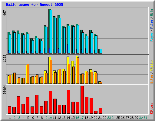 Daily usage for August 2025